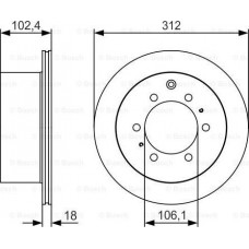 BOSCH 0986479R57 - BOSCH диск гальмівний задній TOYOTA Land Cruiser 4.2 D -01