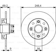 BOSCH 0986479S43 - BOSCH диск гальмівний задн без підш Citroen C3.C4 Peugeot 207.307  2499