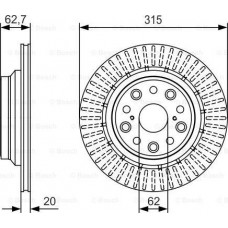 BOSCH 0986479T06 - Диск гальмівний LEXUS LS 460-460L-600H IV USF4_.UVF4 R 06>> - кратн. 1 шт