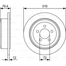 BOSCH 0986479W22 - BOSCH  JEEP диск гальмівний задн.Cherokee 08-.Dodge Nitro 07-