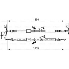 BOSCH 1987482189 - Гальмівний трос зад. дискові гальма 1860mm FORD Focus II