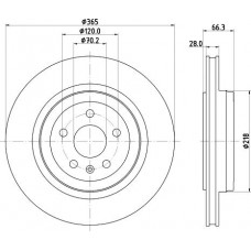 HELLA PAGID 8DD 355 132-901 - HELLA PRO TESLA гальм. диск задн. MODEL S 14-. MODEL X 16-