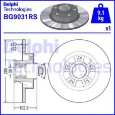 Delphi BG9031RS - DELPHI RENAULT диск гальмівний задн. з підшипником!! Trafic II 01-.Opel Vivaro.Nissan