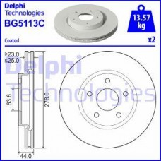 Delphi BG5113C - Диски гальмівні передні 278мм. комплект Delphi для Ford Puma з 19- окрім ST