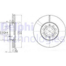 Delphi BG3833C - DELPHI VW диск гальм передн.Audi A3 03-.Golf III.IV.V.Caddy III.IV 1.0-2.0TDI. Jetta 1.6.Touran  05-.Skoda Octavia II.III