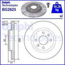 Delphi BG2625 - DELPHI RENAULT диск гальмівний передній Clio.Kangoo.Megane I.R19 1.7.1.8I 16V 91-