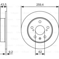 BOSCH 0986479C44 - BOSCH SUZUKI диск гальм. задній 259.49.2 Vitara 15-. SX4 S-Cross 13-