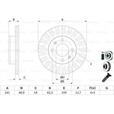 BOSCH 0986479E73 - BOSCH KIA гальмівний диск передн. Picanto 1.1-1.1D 04-