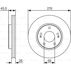 BOSCH 0986479S00 - Диск гальмівний MITSUBISHI Lancer-Space Runner F 1.6-2.4 99-08 PR2