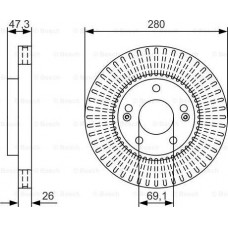 BOSCH 0986479U10 - BOSCH  HYUNDAI гальмівний диск передн.Coupe.i30.Tucson.Kia Carens II.III.Cerato.Magentis.Soul.Ceed.Sportage 28026