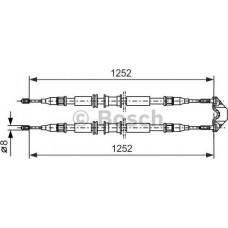 BOSCH 1987477668 - BOSCH  OPEL трос ручного гальма задн. бараб. Astra G. Zafira 98-