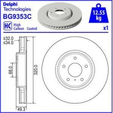 Delphi BG9353C - DELPHI INFINITI диск гальмівний передн. 320mm EX-FX-G-M 07-