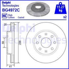 Delphi BG4972C - DELPHI CHEVROLET диск гальмівний передн.Aveo.Spark 02-