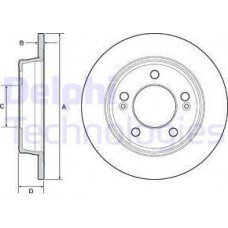 Delphi BG4559C - DELPHI HYUNDAI гальмівний диск задн.Elantra 11-.Veloster