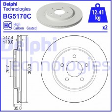 Delphi BG5170C - DELPHI FORD USA  Диск гальмівний задній MUSTANG купе 3.7