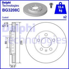 Delphi BG3208C - DELPHI VW диск гальмівний вент.передн. 256mm Audi A3.Golf IV.Polo.Skoda Fabia.Octavia