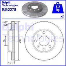 Delphi BG2278 - DELPHI DAEWOO диск гальмівний передній236x20 Lanos.Nexia.Opel Ascona. Astra. Kadett E. Vectra A