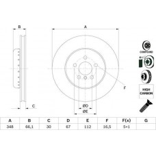 BOSCH 0986479F57 - BOSCH HIGH CARBON BMW Гальмівний диск передн. G42. G87. G20. G80. G28. G21. G81. G30. F90