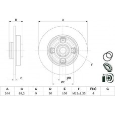 BOSCH 0986479F74 - BOSCH диск гальм. задн. підшипник  кільце ABS CITROEN C3 Aircross II