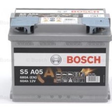 BOSCH 0092S5A050 - BOSCH S5A AGM Акумулятор 12В- 60А-год.-680А. 242175190. 17.35кг. виводи -