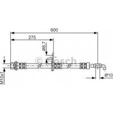 BOSCH 1987476229 - BOSCH TOYOTA шланг гальмівний передн.прав AVENSIS 1.5VVTI-1.8-2.2-2.0D-4D 03-