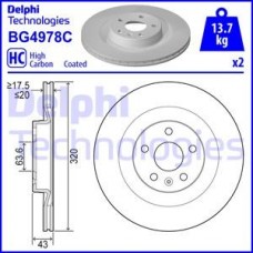 Delphi BG4978C - DELPHI диск гальм. задн. VOLVO S60 20-