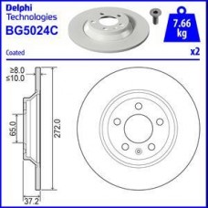 Delphi BG5024C - DELPHI VW Диск гальмівний задній POLO 1.5 18-. 2.0 17-. AUDI