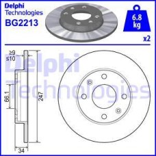 Delphi BG2213 - DELPHI PEUGEOT диск гальмівний передній 205.309.ZX