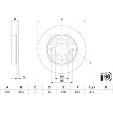 BOSCH 0986479F38 - BOSCH диск гальм. задн. SUZUKI SWIFT 17-