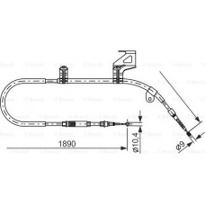 BOSCH 1987477804 - Трос ручного тормоза Volkswagen PASSAT B5. 3B2 задний правый пр-во Bosch