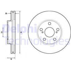 Delphi BG4711C - DELPHI TOYOTA гальмівний диск передн.Auris 12-.Corolla 13-