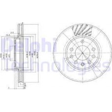 Delphi BG3405 - DELPHI OPEL диск гальмівний передн.вент. Astra G-H.Meriva