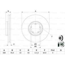 BOSCH 0986479D40 - Диск гальмівний FORD Transit F D=308mm 12>> - кр. 1 шт