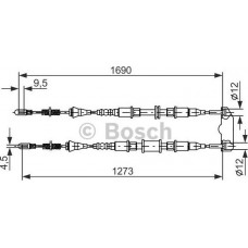 BOSCH 1987477129 - BOSCH OPEL трос ручного гальма задній Astra 92-