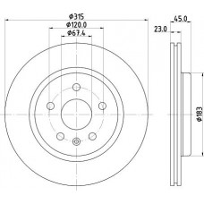 HELLA PAGID 8DD 355 132-751 - HELLA PRO OPEL Гальмівний диск задн. INSIGNIA B