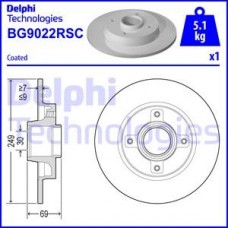 Delphi BG9022RSC - DELPHI CITROEN диск гальмівний задн з ступицею лакир.! c підш. з кільцем ABS Citroen C3.C4 Peugeot 207.307  249930