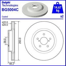 Delphi BG5004C - DELPHI SUBARU Гальмівний диск передн. XV