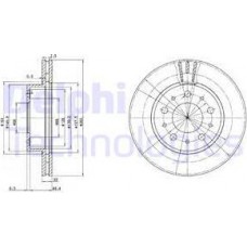 Delphi BG2425 - DELPHI VOLVO диск гальмівний передній 740-760.940-960