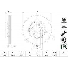 BOSCH 0986479H46 - BOSCH HIGH CARBON DB Дискт гальмівний передн. W205. S205. W213. C238