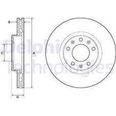 Delphi BG4669C - DELPHI гальмівний диск передній PEUGEOT 308 II 1.2 1.6 2013-D=283MM