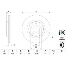 BOSCH 0986479745 - BOSCH MITSUBISHI диск гальмівний ASX. Outlander