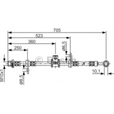 BOSCH 1987476754 - BOSCH HONDA гальмівний шланг передн.прав. Accord -98. ROVER 600 -99