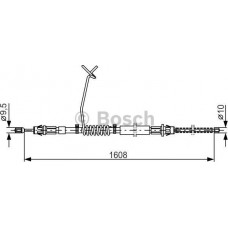 BOSCH 1987477180 - BOSCH FORD трос ручного гальма задн. лів Transit 00- 1608 заднє-прив. одне-катків.