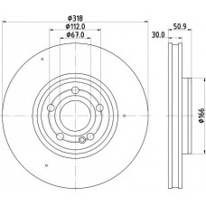 HELLA PAGID 8DD 355 133-051 - HELLA PRO HIGH CARBON DB Гальмівний диск W177. V177. W247. H247. X247