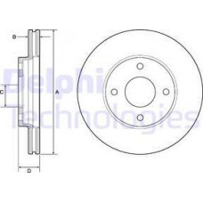 Delphi BG4953C - DELPHI FORD Диск гальмівний передній FIESTA VII 1.0 EcoBoost 17-с