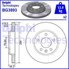 Delphi BG3893 - DELPHI VW диск гальмівний задн.вентил. T5  03-  29421.9