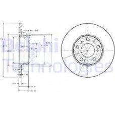 Delphi BG2257 - DELPHI FIAT гальмівний диск передній Ducato TD 86- 290 16 14.8