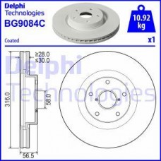 Delphi BG9084C - DELPHI SUBARU диск гальмівний передн.Tribeca 3.0-3.6 05-