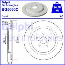 Delphi BG5060C - DELPHI LEXUS  Диск гальмівний задній RX 15-