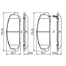 0 986 495 375 BOSCH Комплект гальмівних колодок, дискове гальмо